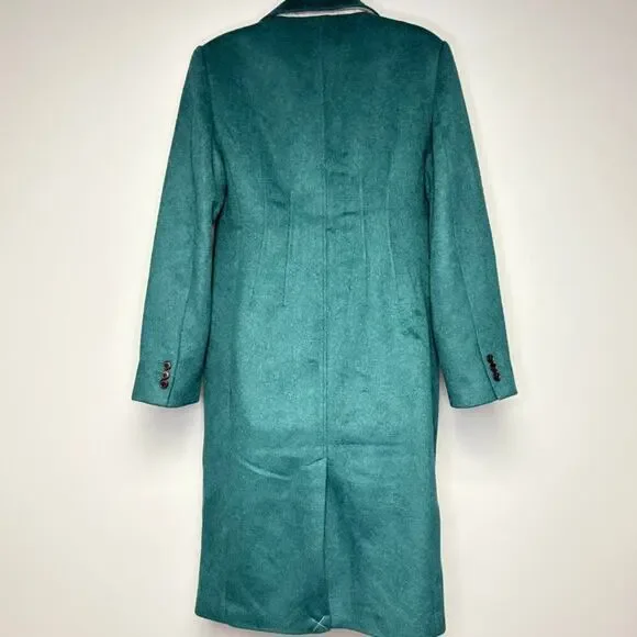 NWT LOFT Long Emerald Green Lined Wool Pea Coat Women's Sz M - Picture 2 of 4
